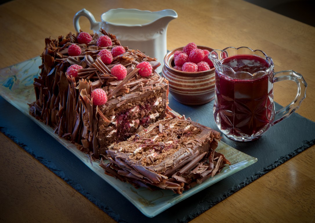 Chocolate sponge dessert.